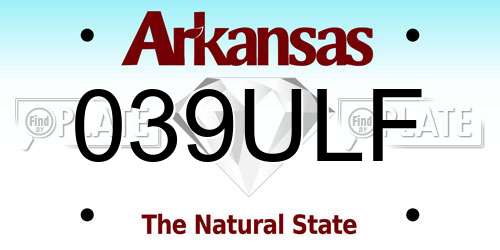 039ULF Arkansas License Plate