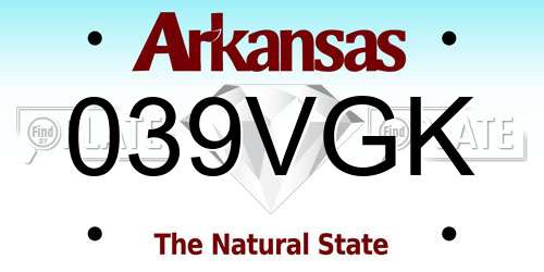 039VGK Arkansas License Plate