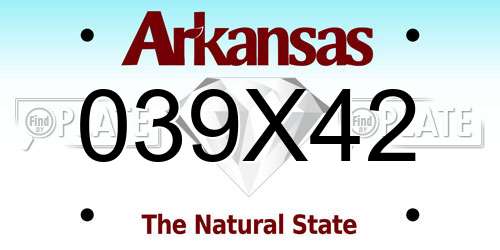 039X42 Arkansas License Plate