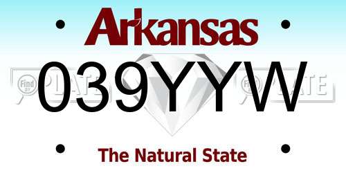 039YYW Arkansas License Plate
