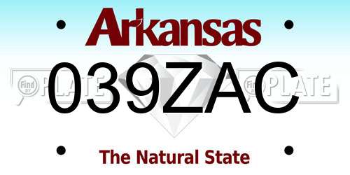 039ZAC Arkansas License Plate
