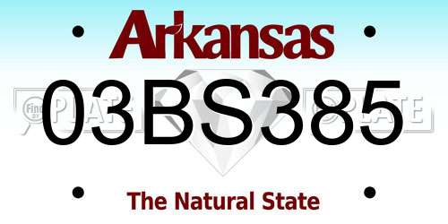 03BS385 Arkansas License Plate