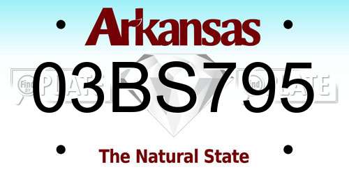 03BS795 Arkansas License Plate