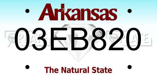03EB820 Arkansas License Plate