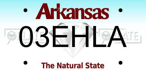 03EHLA Arkansas License Plate