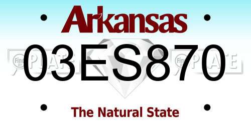 03ES870 Arkansas License Plate