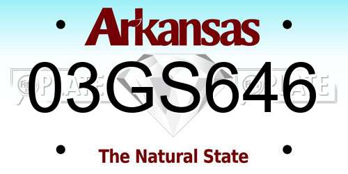03GS646 Arkansas License Plate