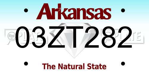 03ZT282 Arkansas License Plate