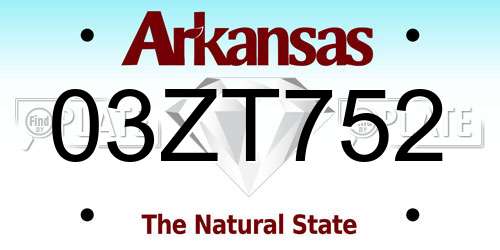 03ZT752 Arkansas License Plate