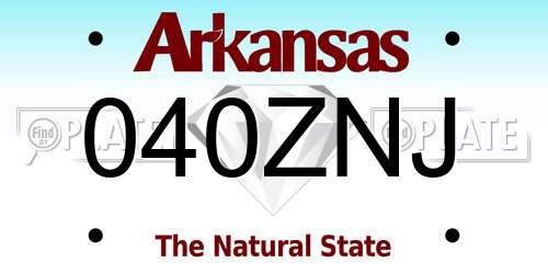 040ZNJ Arkansas License Plate
