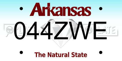044ZWE Arkansas License Plate