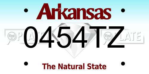 0454TZ Arkansas License Plate