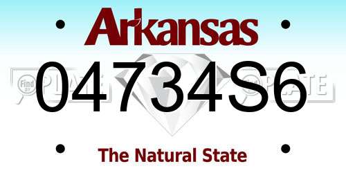 04734S6 Arkansas License Plate