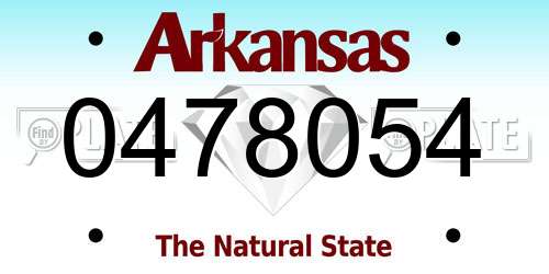 0478054 Arkansas License Plate