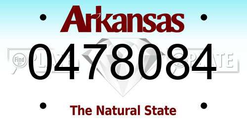 0478084 Arkansas License Plate