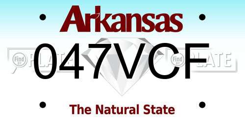 047VCF Arkansas License Plate