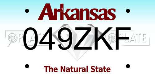 049ZKF Arkansas License Plate