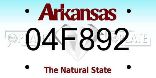 04F892 Arkansas License Plate