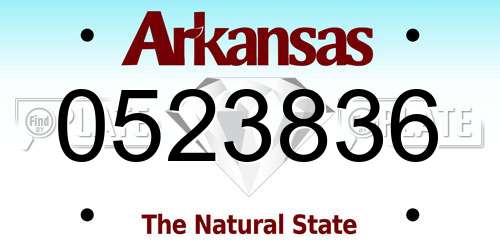 0523836 Arkansas License Plate