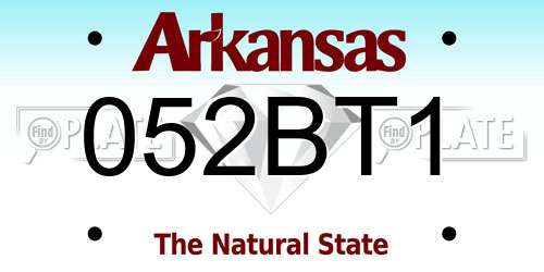 052BT1 Arkansas License Plate