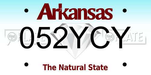 052YCY Arkansas License Plate