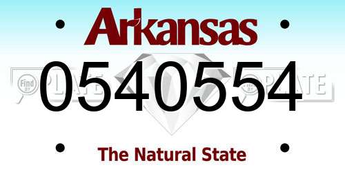 0540554 Arkansas License Plate