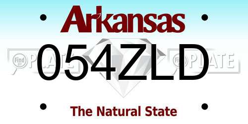 054ZLD Arkansas License Plate