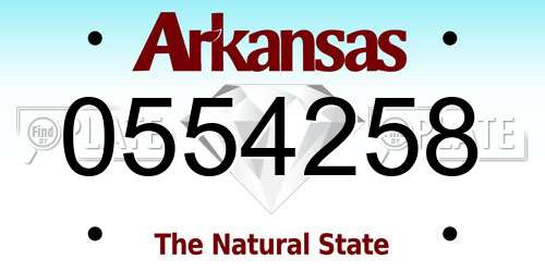 0554258 Arkansas License Plate