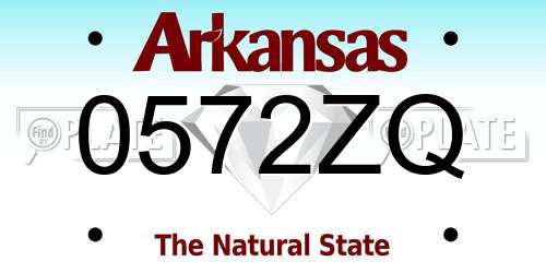 0572ZQ Arkansas License Plate