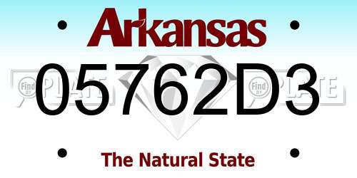 05762D3 Arkansas License Plate