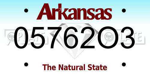 05762O3 Arkansas License Plate