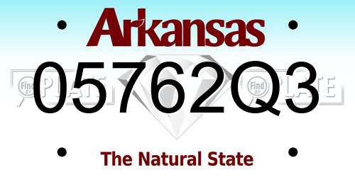 05762Q3 Arkansas License Plate