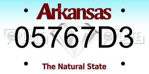 05767D3 Arkansas License Plate
