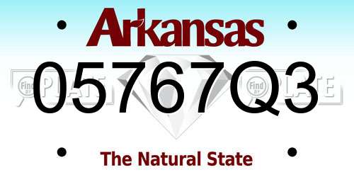 05767Q3 Arkansas License Plate
