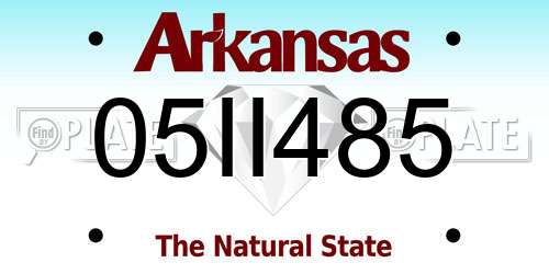05II485 Arkansas License Plate