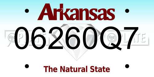 06260Q7 Arkansas License Plate