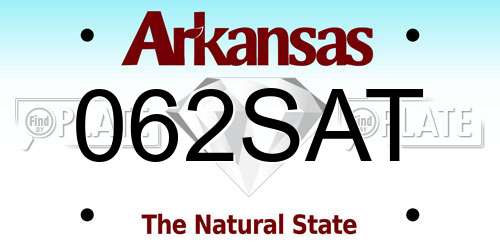 062SAT Arkansas License Plate