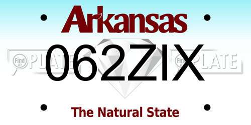 062ZIX Arkansas License Plate