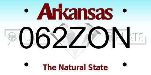 062ZON Arkansas License Plate