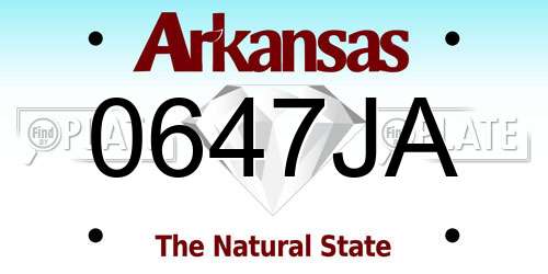 0647JA Arkansas License Plate