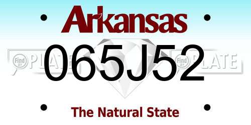 065J52 Arkansas License Plate