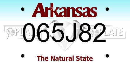 065J82 Arkansas License Plate