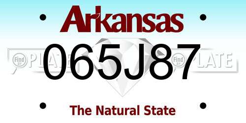 065J87 Arkansas License Plate