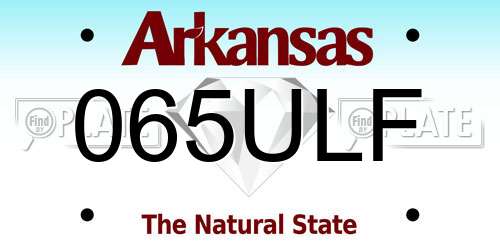 065ULF Arkansas License Plate
