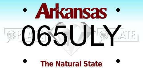 065ULY Arkansas License Plate