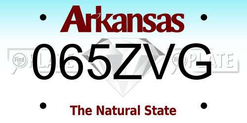 065ZVG Arkansas License Plate