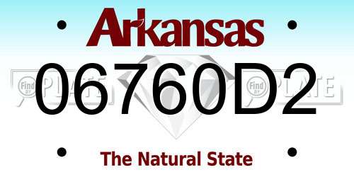 06760D2 Arkansas License Plate