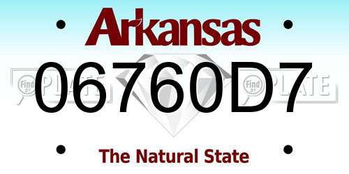 06760D7 Arkansas License Plate