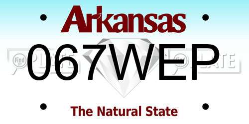 067WEP Arkansas License Plate