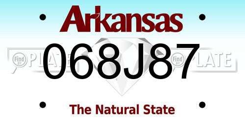 068J87 Arkansas License Plate
